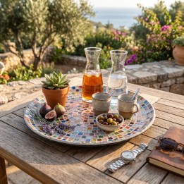 Χειροποίητο Κεραμικό Διακοσμητικό Πιάτο Ψηφιδωτό | Anas Art Lab