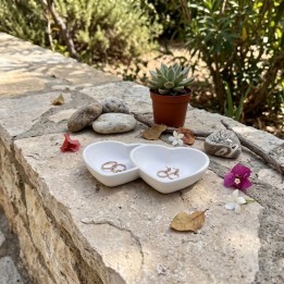 Διακοσμητικό Πορσελάνινο Πιατάκι Διπλή Καρδιά | Anas Art Lab